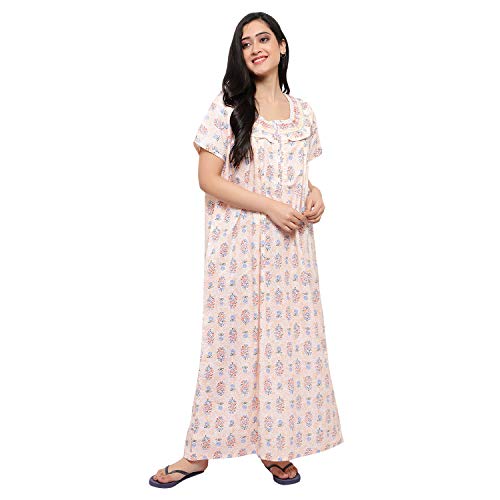 CIERGE Women's Cotton Printed Maxi Smoking Zip Nighty (Free Size; Pack of 3) Multicolour - Image 2