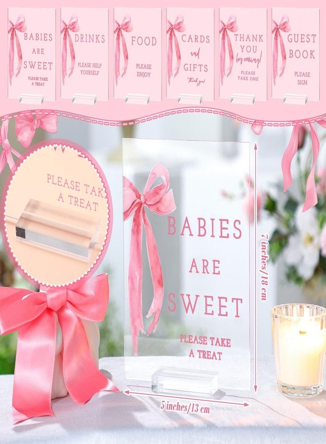 Vercraft 6 Pcs Pink Bow Baby Shower Table Decorations Take One Sign Thank You Acrylic Sign Centerpieces with Stand 5 x 7" Wedding Birthday Party Decorations for Guests Gifts - Image 3