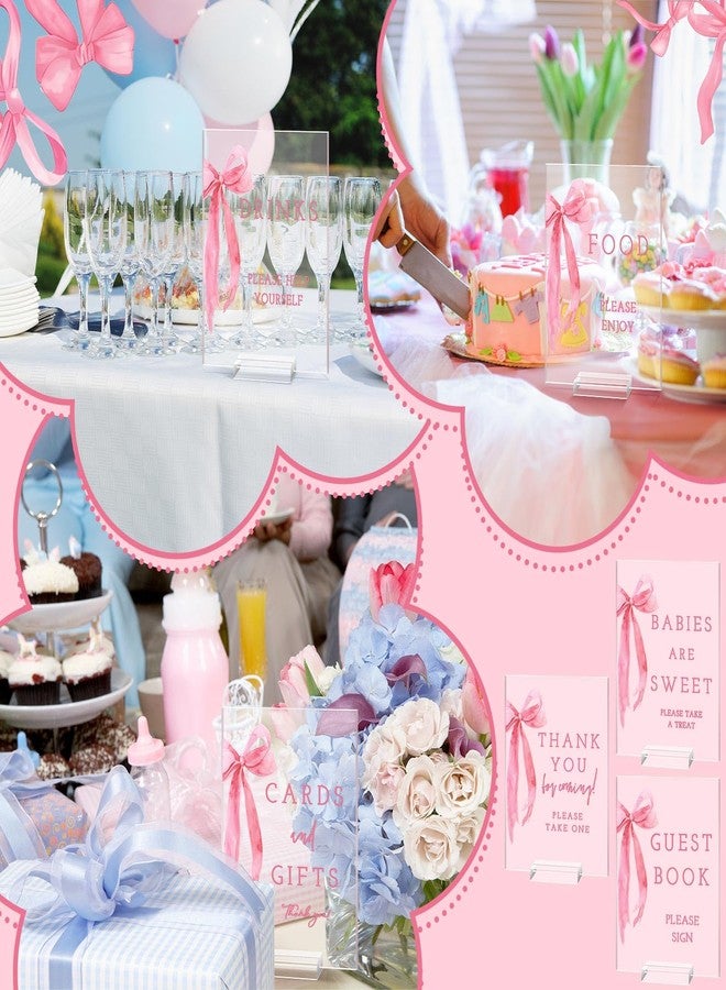 Vercraft 6 Pcs Pink Bow Baby Shower Table Decorations Take One Sign Thank You Acrylic Sign Centerpieces with Stand 5 x 7" Wedding Birthday Party Decorations for Guests Gifts - Image 5