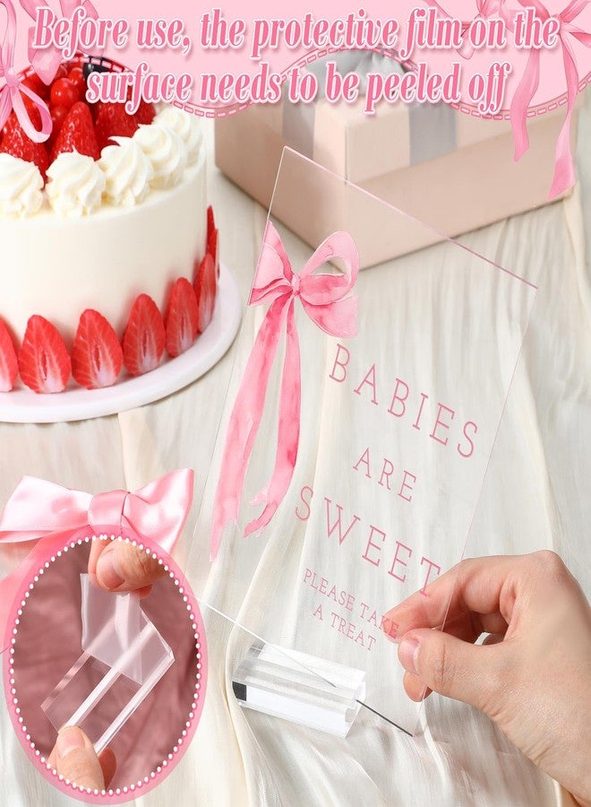 Vercraft 6 Pcs Pink Bow Baby Shower Table Decorations Take One Sign Thank You Acrylic Sign Centerpieces with Stand 5 x 7" Wedding Birthday Party Decorations for Guests Gifts - Image 4