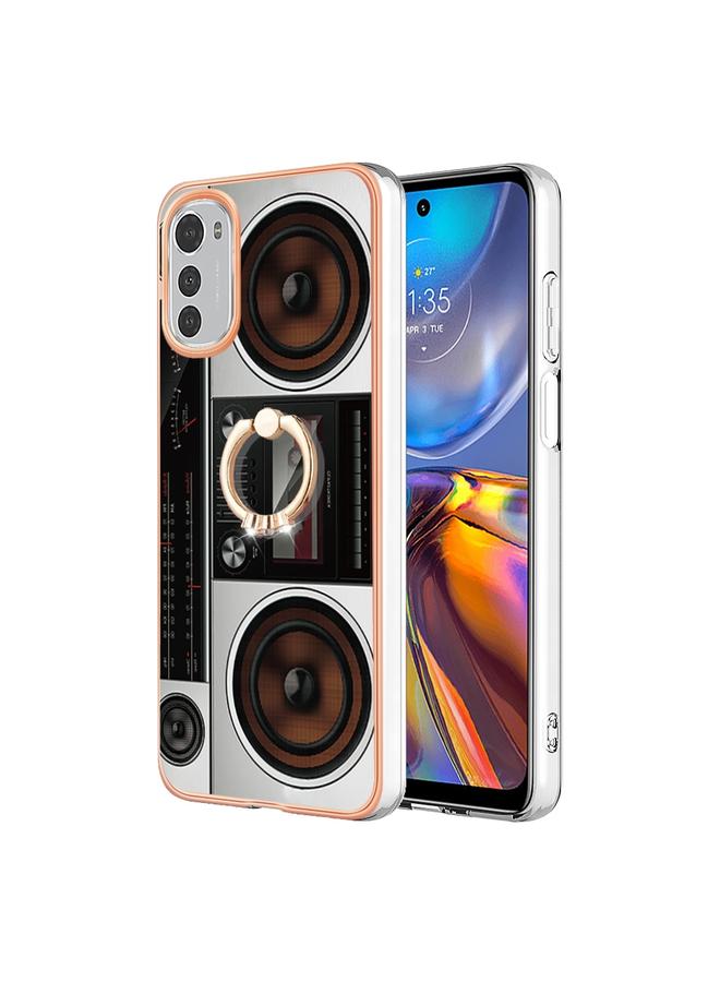 اس-توب جراب لهاتف Motorola Moto E32 4G / E32s، جراب هاتف IMD مزدوج الجوانب مطلي بالكهرباء مع حامل حلقي - Image 1