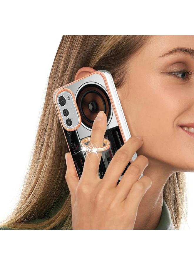 اس-توب جراب لهاتف Motorola Moto E32 4G / E32s، جراب هاتف IMD مزدوج الجوانب مطلي بالكهرباء مع حامل حلقي - Image 5