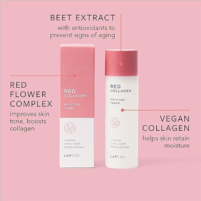 LAPCOS Red Collagen Toner (4.39 Fl Oz) New Vegan Formula Face Toner | Rebalance & Hydrate Skin with Niacinamide & Collagen - Image 4