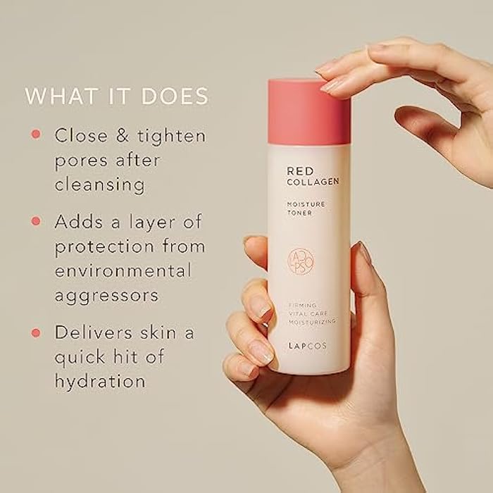 LAPCOS Red Collagen Toner (4.39 Fl Oz) New Vegan Formula Face Toner | Rebalance & Hydrate Skin with Niacinamide & Collagen - Image 3
