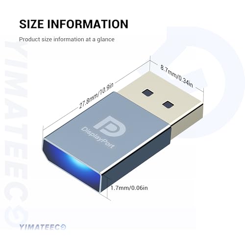 YIMATEECO Displayport Dummy Plug EDID Emulator Virtual Display Adapter, Headless Ghost Adapter DP Dummy Plug 4K Supports up to 1920*1080P@60HZ, 3840x2160(Headless Ghost Display Emulator, 2Pack, Grey) - Image 2
