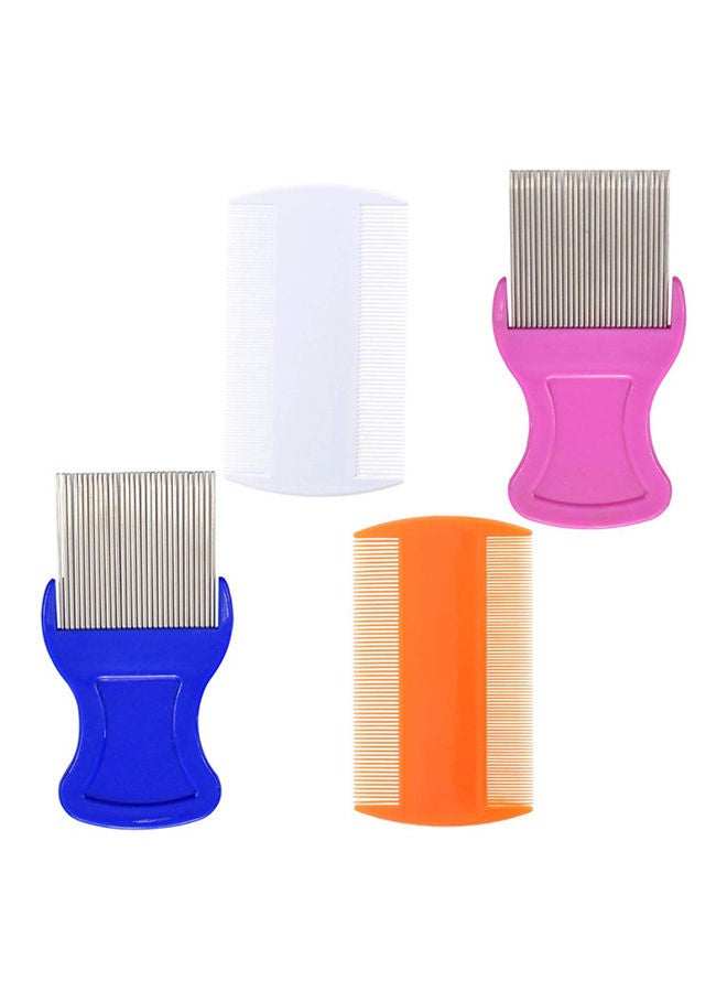 NIBEMINENT 4-Piece Double Sided Dandruff Removal Comb Multicolour 0.65X5.9X4.1inch - Image 1