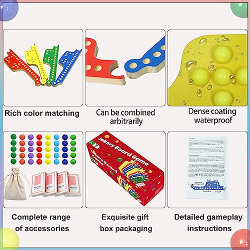 Medikaison Colorful Jokers and Marbles Board Game Pegs and Jokers Card Game for 28 Players 8 Solid Wood Game Boards 8 Colors 40 Marbles 4 Decks of Cards Cards Full Size Game Set - Image 5