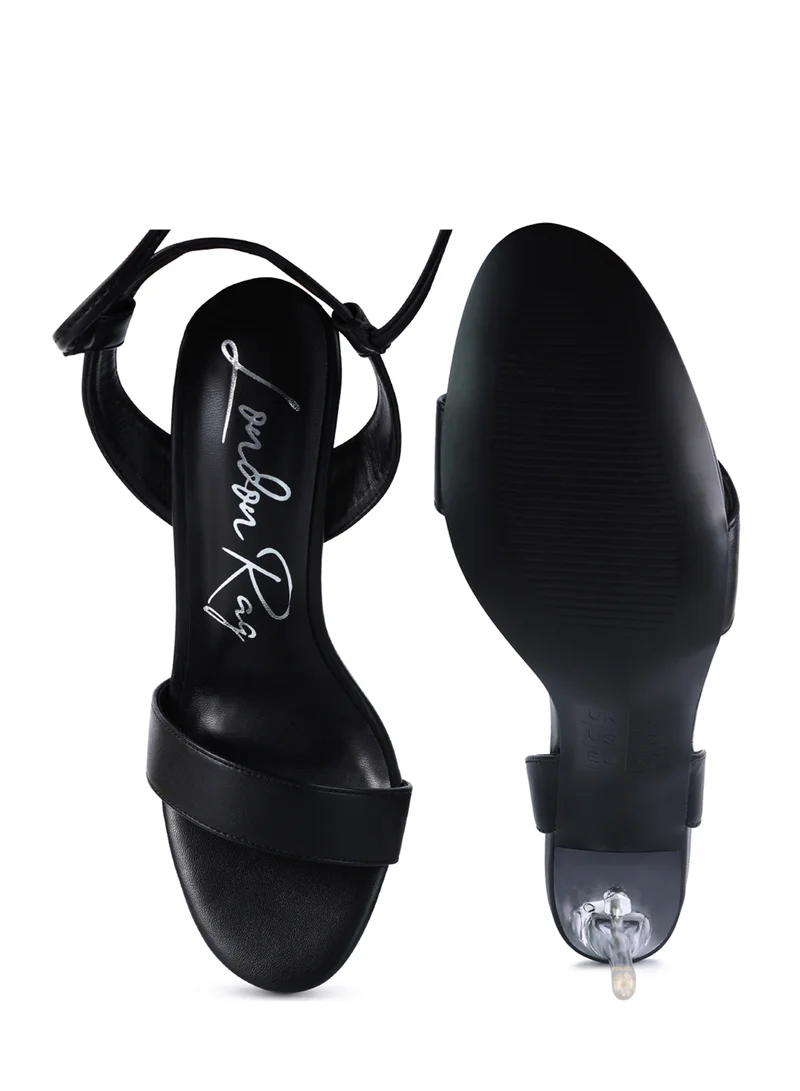 London Rag Black Clear Stiletto Lace Up Sandal