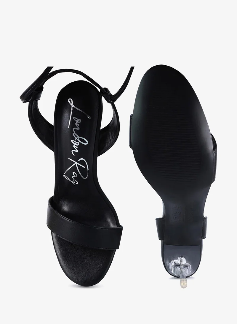 London Rag Black Clear Stiletto Lace Up Sandal