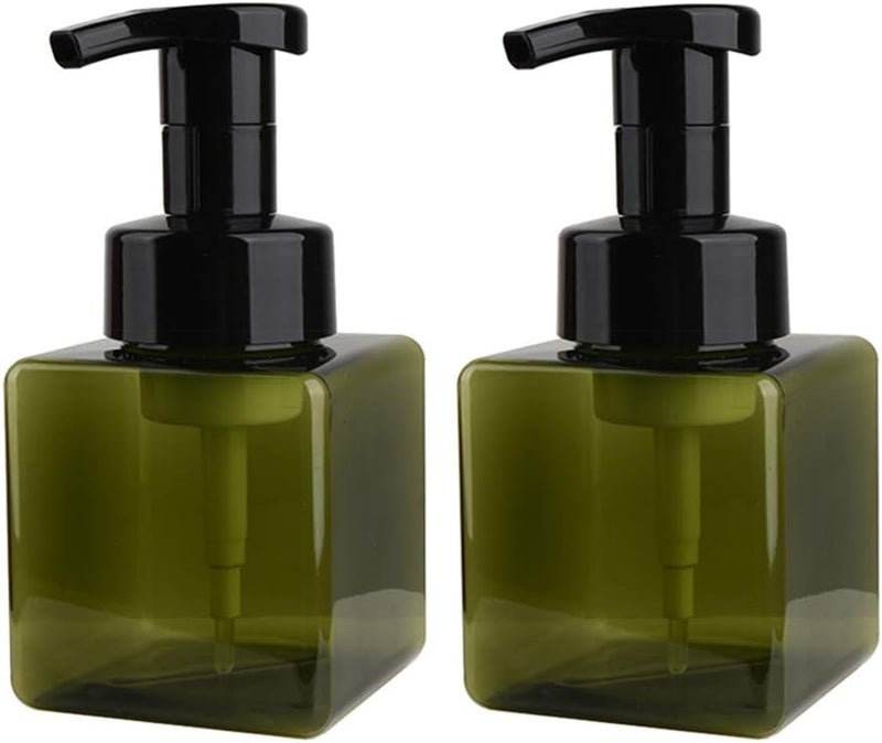 UUJOLY Foaming Soap Dispenser, 250ml (8.5oz) Refillable Pump Bottle for Liquid Soap, Shampoo, Body Wash (2 Pcs) (Small Green) - Image 1