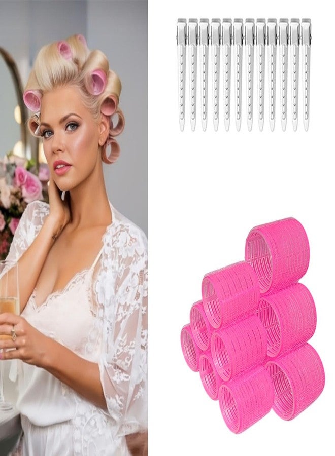 بلوشيا بكرات شعر بلوشيا، طقم من 12 قطعة (6 بكرات كبيرة و6 بكرات متوسطة)، طقم بكرات شعر مع 12 مشبك لتقسيم الشعر، لتصفيف الشعر المجعد بنفسك، قد تختلف الألوان - Image 2