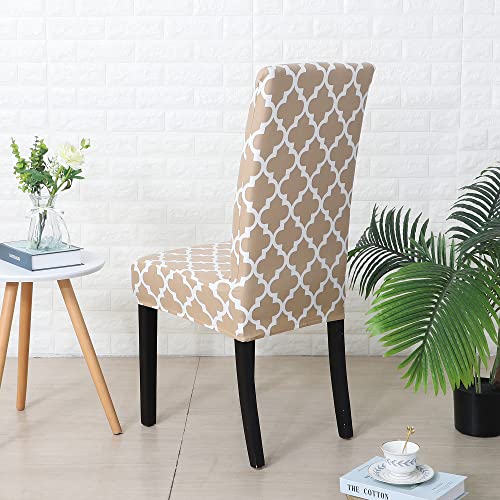 SPRINGRICO Chair Covers for Dining Room 6 Pack, Stretch Dining Chair Cover, Washable Spandex Kitchen Parsons Chair Slipcovers, Removable Seat Protector for Home or Party (Set of 6, Style1) - Image 3