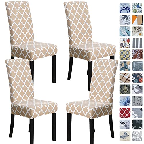 SPRINGRICO Chair Covers for Dining Room 6 Pack, Stretch Dining Chair Cover, Washable Spandex Kitchen Parsons Chair Slipcovers, Removable Seat Protector for Home or Party (Set of 6, Style1) - Image 1