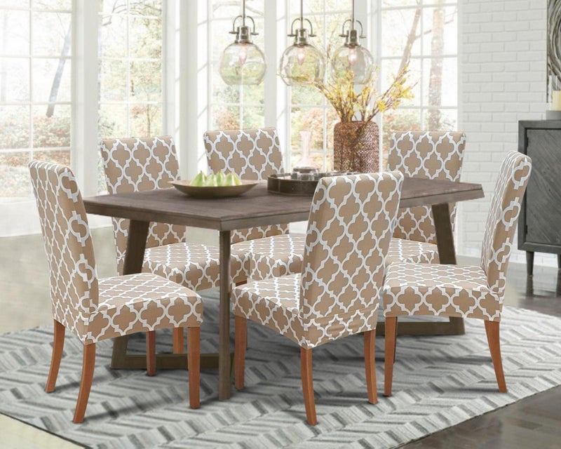 SPRINGRICO Chair Covers for Dining Room 6 Pack, Stretch Dining Chair Cover, Washable Spandex Kitchen Parsons Chair Slipcovers, Removable Seat Protector for Home or Party (Set of 6, Style1) - Image 4