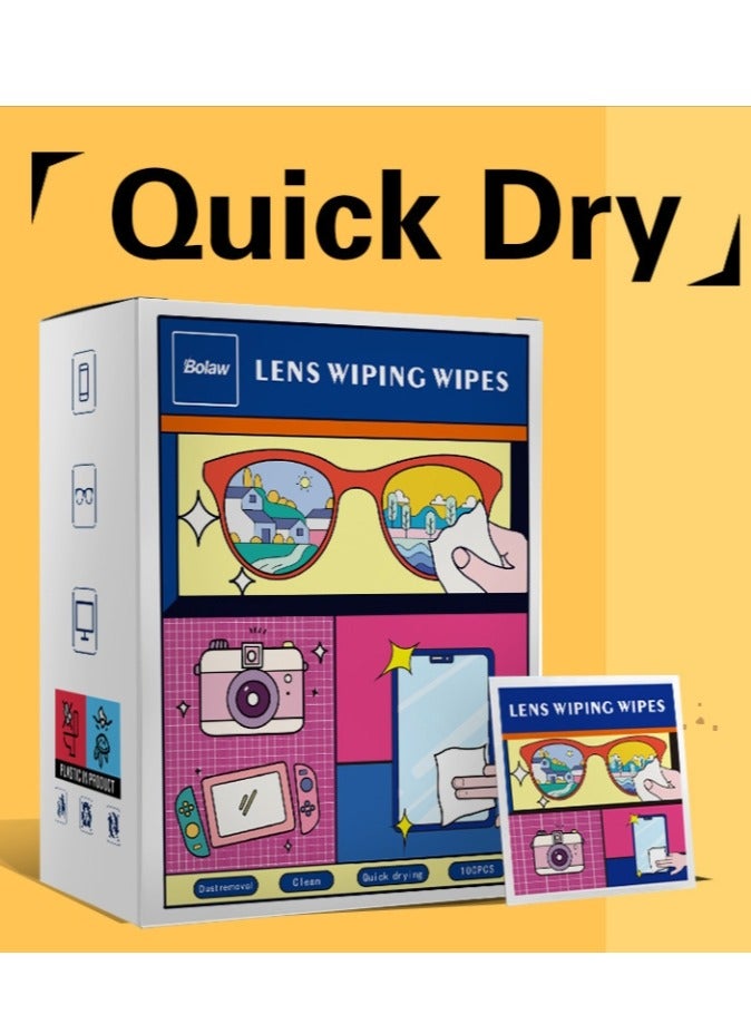 100 Pcs Lens And Screen Cleaning Wipes, Idea For Eyeglasses, Smartphones, Tablets, Computers And Camera Lens Wipes Cleaner Separate package - Image 1