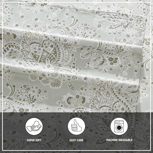Wrangler - King Size Sheet Set, Ultra-Soft & Wrinkle-Resistant Bedding for Year Round Comfort, Deep Pockets, Bed Sheets with Matching Fitted Sheet & Pillowcases (Prairieland Paisley Green) - Image 5