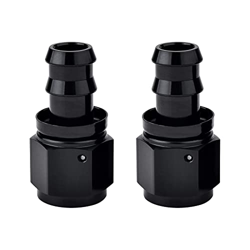 EVIL ENERGY 8AN Straight Push Lock Hose Fitting End Black 2PCS - Image 1