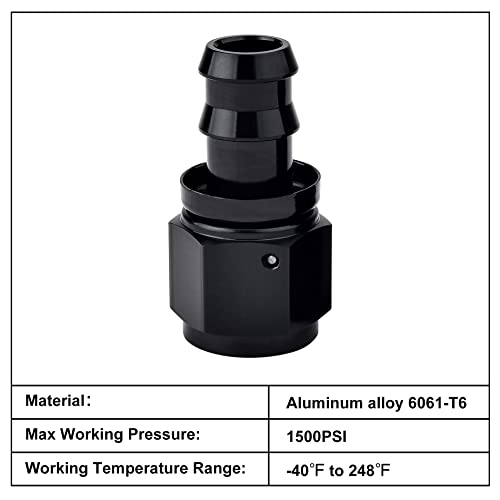 EVIL ENERGY 8AN Straight Push Lock Hose Fitting End Black 2PCS - Image 3