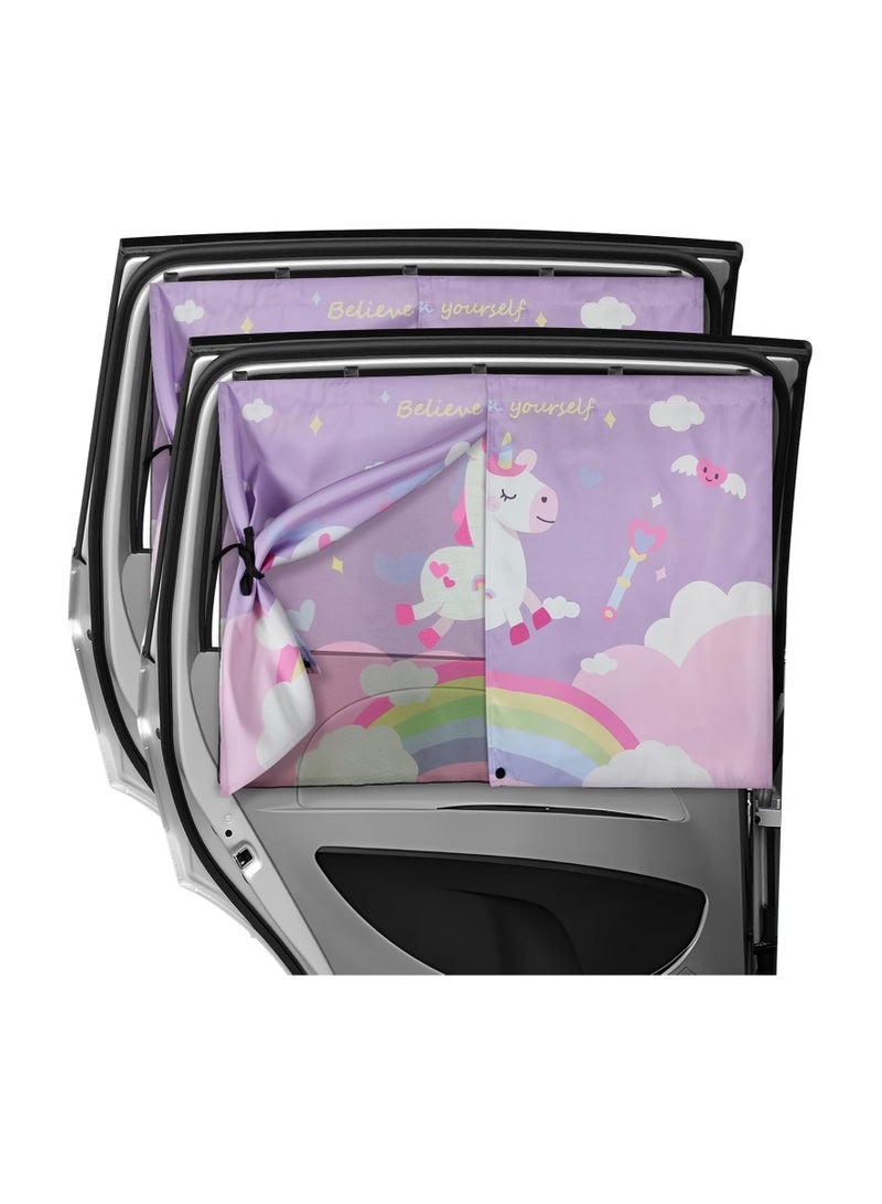 general 2 Piece Baby Car Curtains, Magnetic Double Layer Car Shade for Side Windows, Full and Half Blackout Options Cartoon Pattern Car Curtains for Heat/UV Protection - Image 1