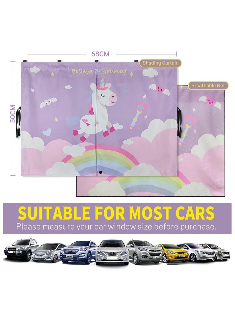 general 2 Piece Baby Car Curtains, Magnetic Double Layer Car Shade for Side Windows, Full and Half Blackout Options Cartoon Pattern Car Curtains for Heat/UV Protection - Image 5
