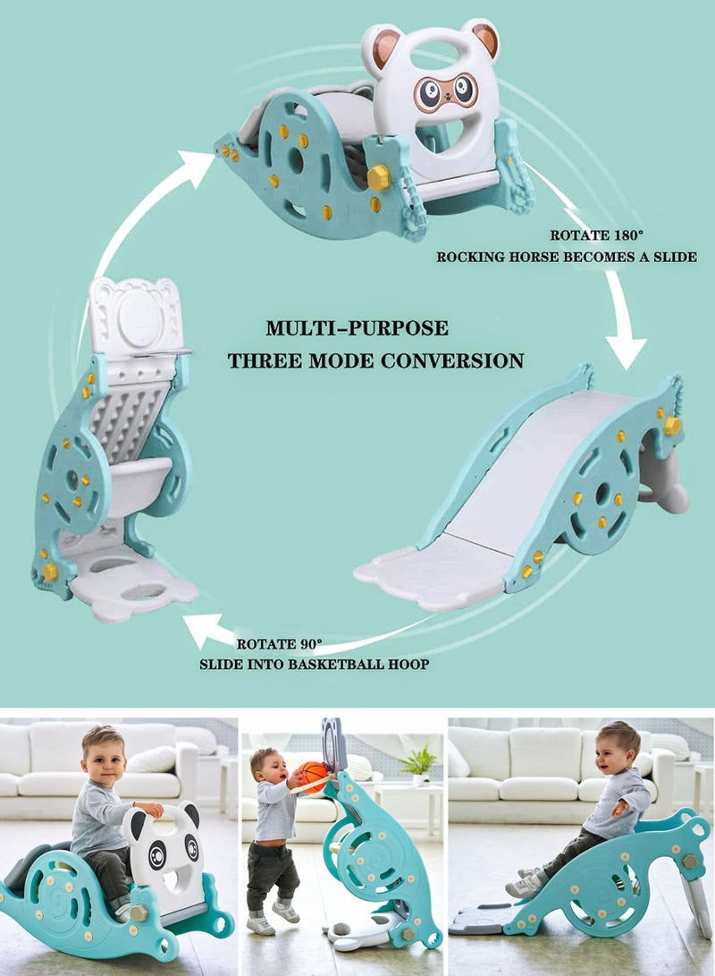دي بلو مجموعة لعب للأطفال 3 في 1: كرسي هزاز مع زلاجة للأطفال وحامل كرة السلة، آمنة ومتينة وقابلة للطي، متعددة الاستخدامات للعب داخل المنزل وخارجه للأطفال من عمر 1 إلى 3 سنوات. - Image 2