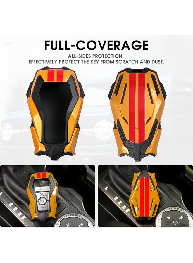 Yellow Red Stripes Key Fob Case For Ford Vehicles Including Holders And Covers For Bronco Sport Explorer Mustang Fusion Escape Edge Expedition F Series Trucks - Image 5