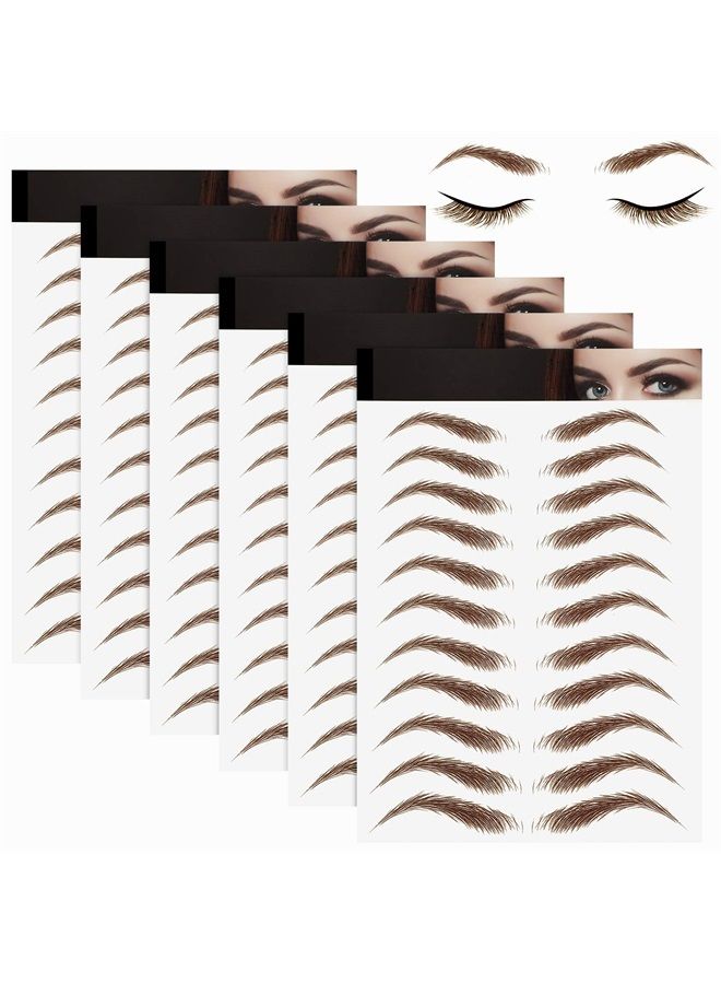 Maitys 6 Sheets 3D Hair-Like Authentic Eyebrows Eyebrow Transfer Stickers Waterproof Eyebrow Tattoo Stickers Eyebrow Grooming Shaping Makeup Accessories (High Arch Eyebrow) - Image 1