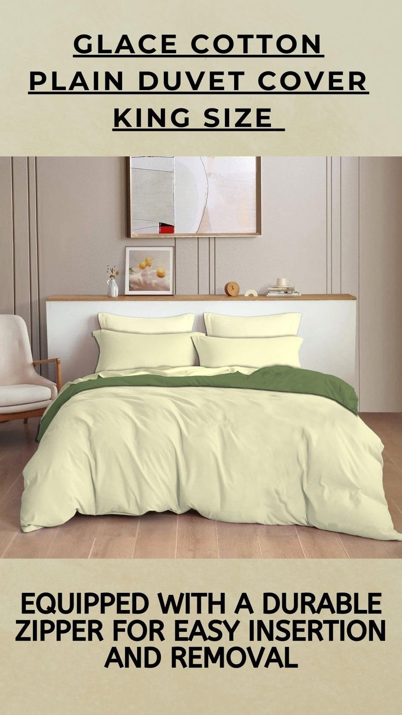 TIB Glace Cotton Plain Duvet Cover King Size | Blanket Cover Double Bed | Quilt Cover Double Bed with Zipper 140 GSM, 90x100, Pastel Green - Image 3