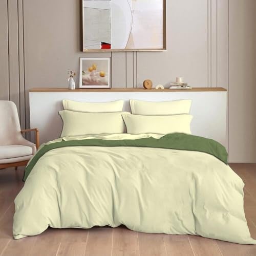 TIB Glace Cotton Plain Duvet Cover King Size | Blanket Cover Double Bed | Quilt Cover Double Bed with Zipper 140 GSM, 90x100, Pastel Green - Image 1