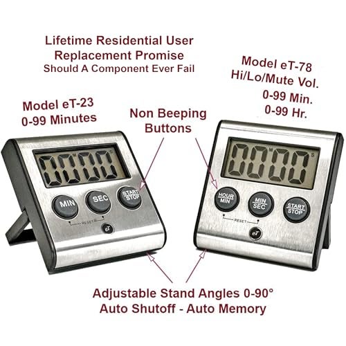 eTradewinds Elegant Digital Kitchen Timer, Stainless Steel Model eT-23, Super Strong Magnetic Back, Loud Alarm, Large Display, Auto Memory, Auto Shut-Off by eTradewinds - Image 3