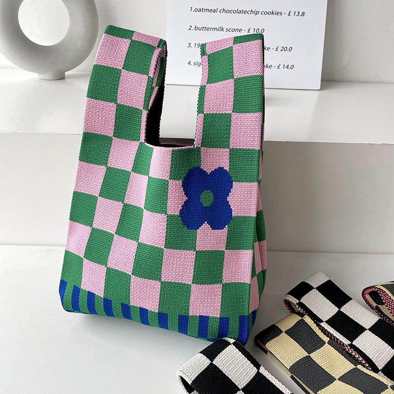 Tote Bag Trendy Ins Internet Celebrity Fashion Handbag Women'S Bucket Bag Knitted Japanese And Korean Versatile Handbag Casual Versatile Bag - Image 1
