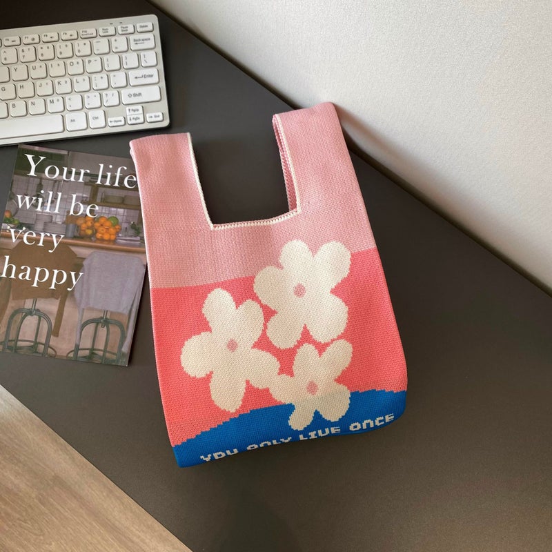 Tote Bag Trendy Ins Internet Celebrity Fashion Handbag Women'S Bucket Bag Knitted Japanese And Korean Versatile Handbag Casual Versatile Bag - Image 4