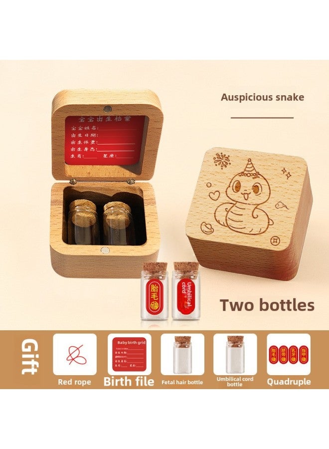 Yiwu Umbilical Cord Collection Box Fetal Hair Souvenir Making Fetal Hair Preservation Bottle Rabbit Baby Navel Baby-Color:2 Bottles + Stickers + Wood Color  - Image 1