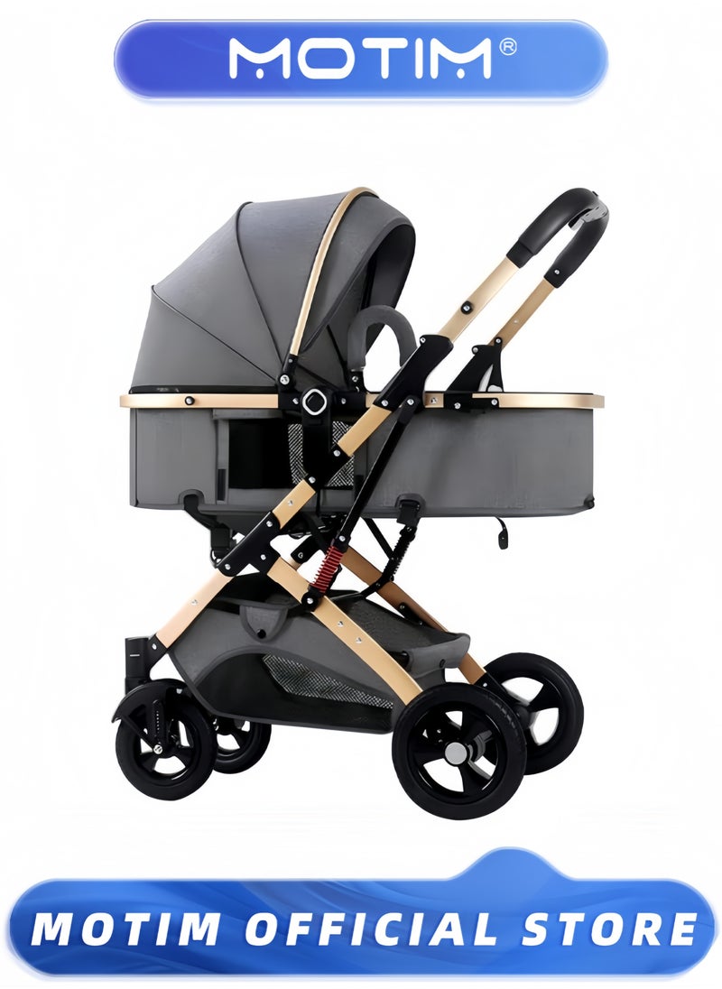 Motim - Baby Carriage Stroller for Infant and Toddler Lightweight Baby Bassinet Stroller Pram Pushchair High Landscape Two-way Baby Trolley Ideal for 0-36 Months - Image 1
