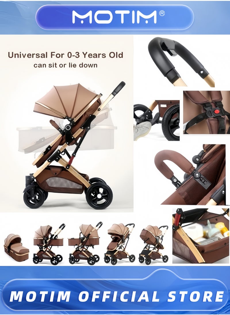 Motim - Baby Carriage Stroller for Infant and Toddler Lightweight Baby Bassinet Stroller Pram Pushchair High Landscape Two-way Baby Trolley Ideal for 0-36 Months - Image 1