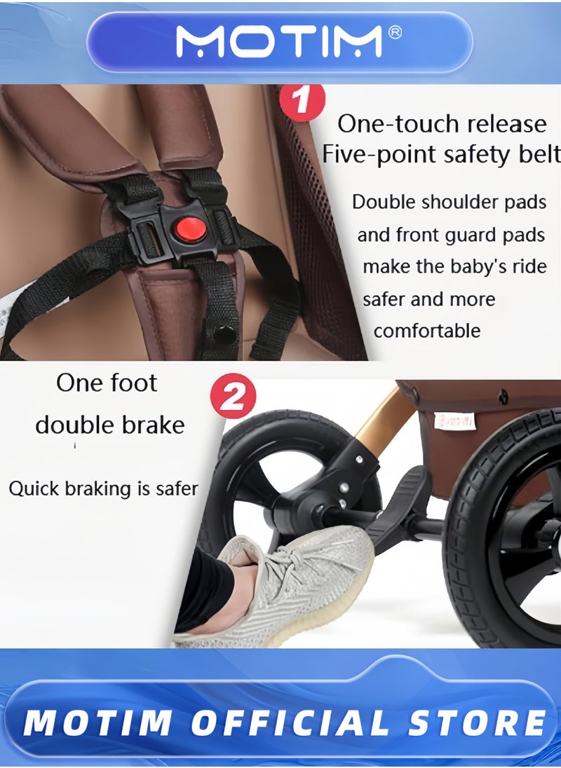 Motim - Baby Carriage Stroller for Infant and Toddler Lightweight Baby Bassinet Stroller Pram Pushchair High Landscape Two-way Baby Trolley Ideal for 0-36 Months - Image 1