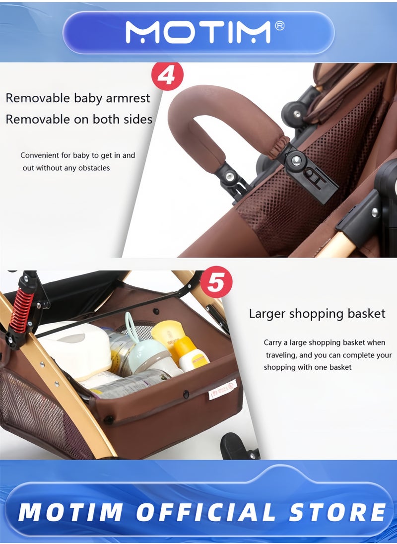 Motim - Baby Carriage Stroller for Infant and Toddler Lightweight Baby Bassinet Stroller Pram Pushchair High Landscape Two-way Baby Trolley Ideal for 0-36 Months - Image 1
