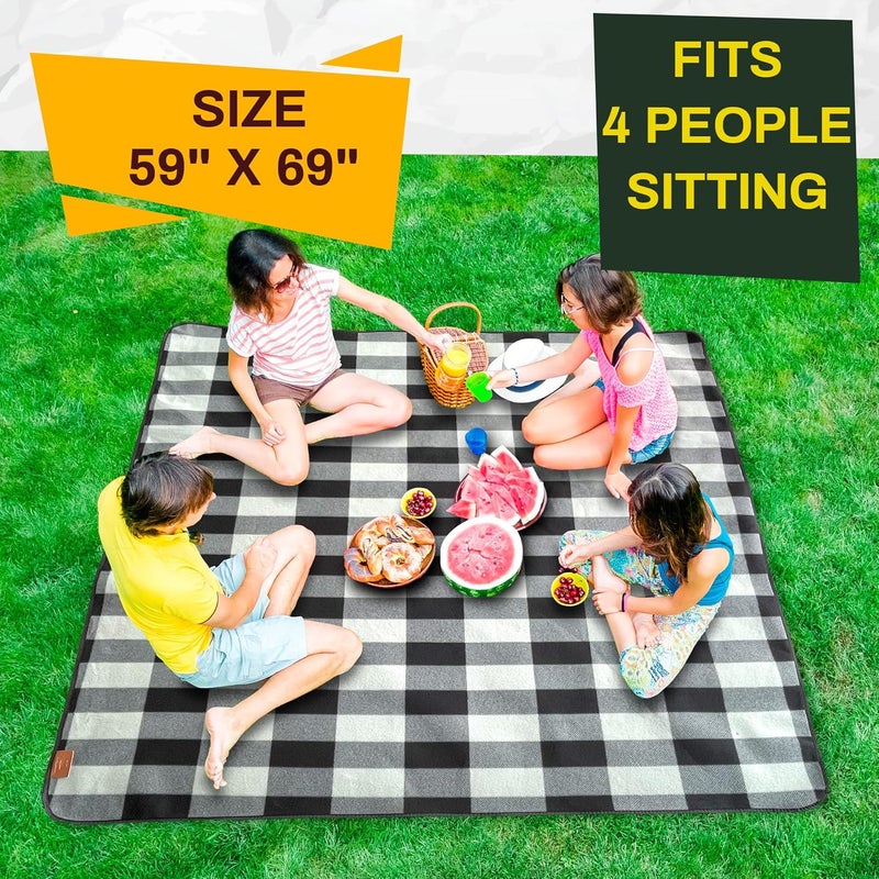 بطانية محمولة مقاومة للماء مربعة الشكل (أسود ورمادي). - Image 3