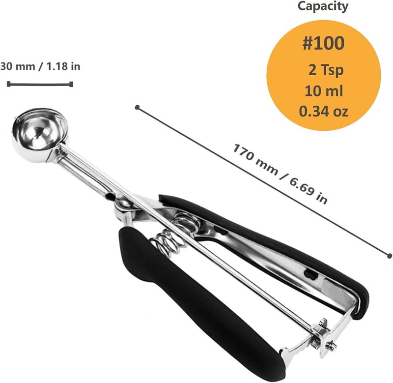 LLESCA Cookie Scoop, Mini Cookie Scoops for Baking, 2 Tsp/ 10 ml/ 0.34 oz Cookie Scooper for Baking,18/8 Stainless Steel Cookie Dough Scoop with Non-slip Grip (#100) - Image 5