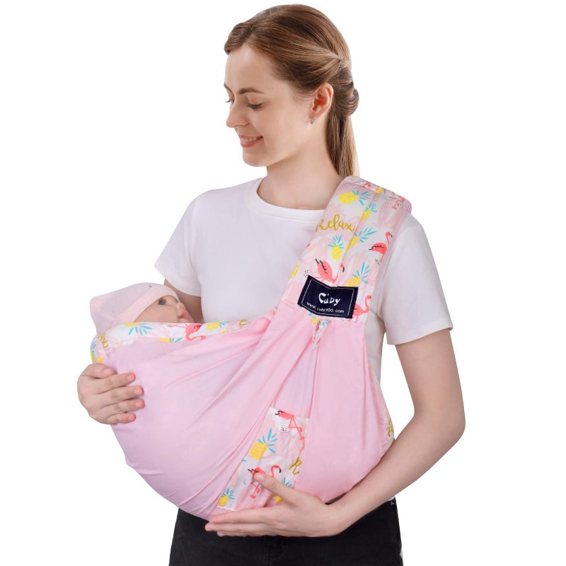CUBY Baby Carrier, Natural Cotton Baby Wraps Sling Baby Holder Extra Comfortable for Easy Wearing Carrying of Newborn, Soft and Adjustable Newborn and Toddler Sling Carries - Image 1