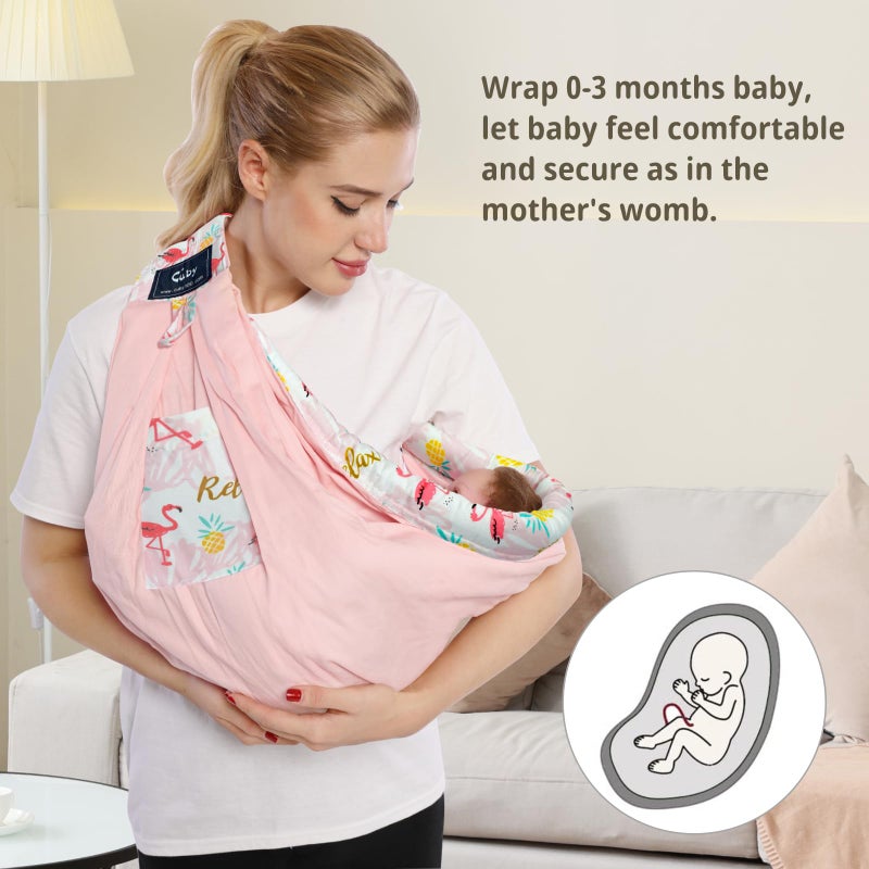 CUBY Baby Carrier, Natural Cotton Baby Wraps Sling Baby Holder Extra Comfortable for Easy Wearing Carrying of Newborn, Soft and Adjustable Newborn and Toddler Sling Carries - Image 4