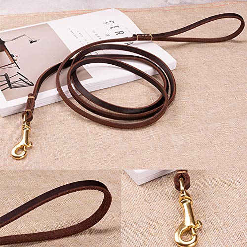 HiCaptain 1/5 Inch Thin Leather Dog Leash for Small Dogs, 6ft Soft Genuine Leather Training Dog Leash for Medium Dogs, Puppy, Cats, Up to 15 lb - Image 3