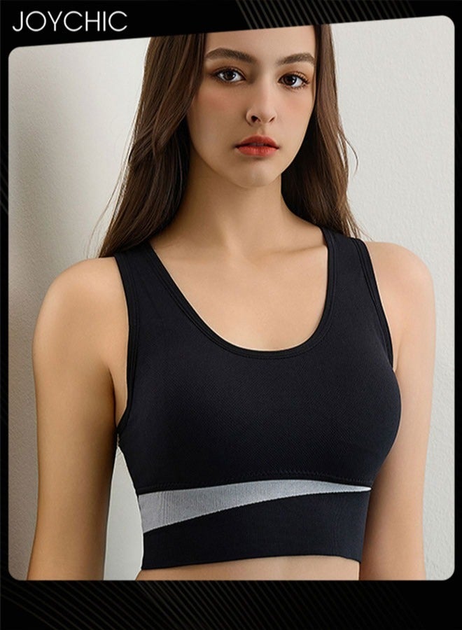 Joychic Women's Racerback Quick-drying Sports Bra without Rims Shockproof Breathable and Comfort Vest with Widen Shoulder Straps for Fitness Running Yoga Black  - Image 1