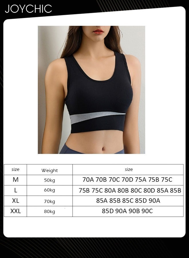 Joychic Women's Racerback Quick-drying Sports Bra without Rims Shockproof Breathable and Comfort Vest with Widen Shoulder Straps for Fitness Running Yoga Black  - Image 4