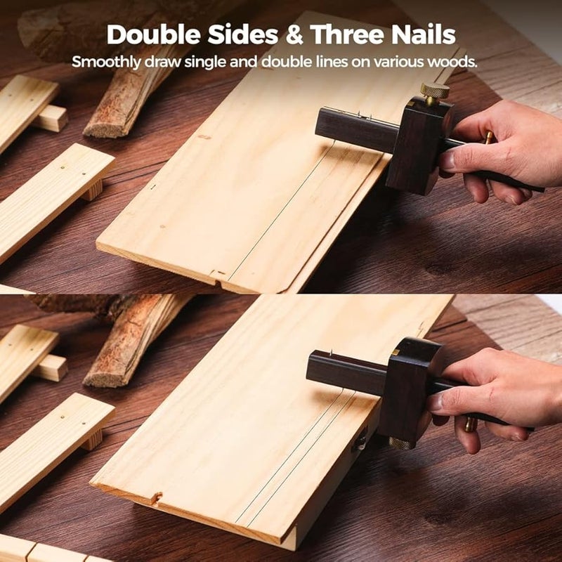 مقياس فتحة النقر في النجارة من النحاس وخشب الأبنوس، مقياس برغي قابل للتعديل 6.4 بوصة - Image 4