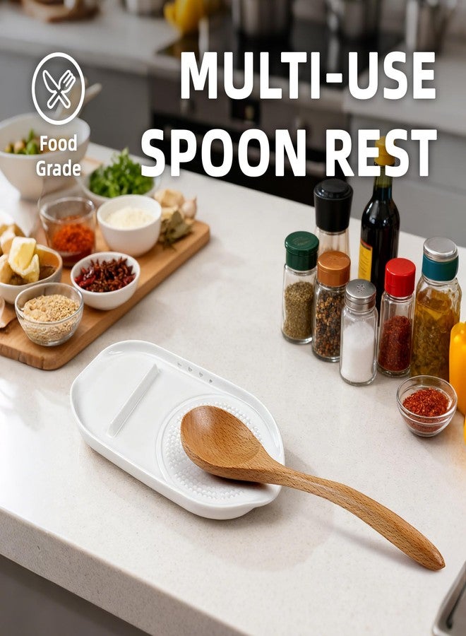 Luvan Garlic Grater Plate, 4 in 1 Ceramic Egg Cracker, Spoon Rest, Herb Stripper Bowl for Kitchen, Porcelain Garlic Ginger Grater with Brush & Silicone Pad for Grinding Wasabi, Ginger, Garlic, Cheese - Image 5