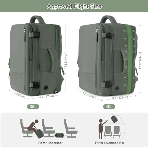 Sinaliy Large Expandable Travel Backpack for Men and Women, 17 Inch Laptop, Waterproof, Casual, College Bookbag, Backpack for Women, as Person Item Flight Approved - Image 3