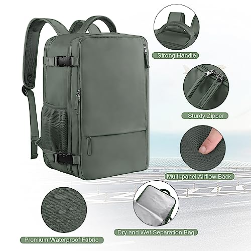 Sinaliy Large Expandable Travel Backpack for Men and Women, 17 Inch Laptop, Waterproof, Casual, College Bookbag, Backpack for Women, as Person Item Flight Approved - Image 5