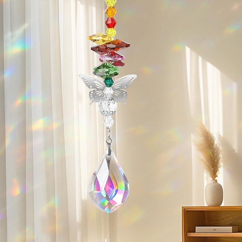 EEEKit Set of 6 Crystal Suncatcher Butterfly Pendant Hanging Chandelier Prism Rainbow Manufacturer Ornament for Home Garden Decoration, Gifts, Window Sun Catcher - Image 4