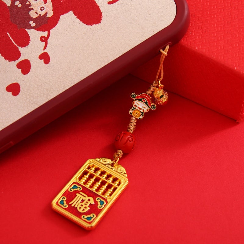 Gold-Plated Fortune Character Abacus Car Keychain For Men And Women, Key Chain For Attracting Wealth And Fortune - Image 4
